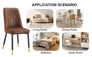 English Elm Brown Suede-Like Velvet Dining Chair Set - Elegant 4-Pack With Black Metal Legs & Gold Accents W1151P211985