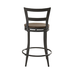 Eccari Swivel Counterstools with Iron Frame and Veneer Seats Set of 2