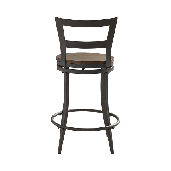 Eccari Swivel Counterstools with Iron Frame and Veneer Seats Set of 2