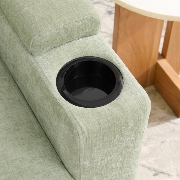 English Elm Single Chenille Manual Recliner with Usb Port Hidden Storage Ottoman and Cup Holders Cyan W487P423654