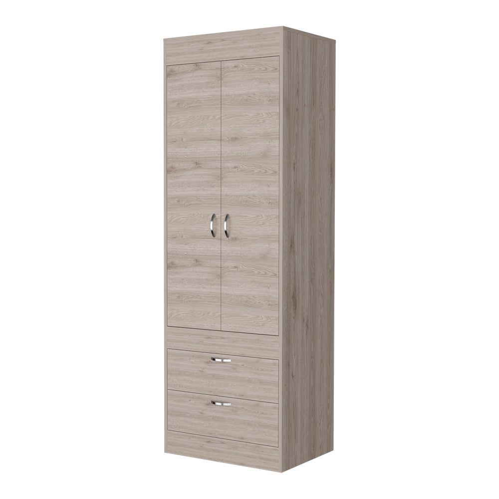 English Elm Alabama Light Gray Armoire with Rod & Shelf, 71" Tall, Two Drawers, Spacious Closet Storage — Ready-to-Assemble B128P176101