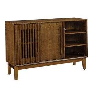 English Elm 47.3" Fluted Sideboard Buffet Cabinet with 2 Doors, Walnut TV Console & Entry Storage with Outlets W1801P288503