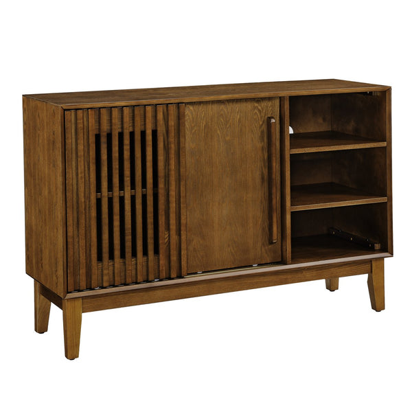 English Elm 47.3" Fluted Sideboard Buffet Cabinet with 2 Doors, Walnut TV Console & Entry Storage with Outlets W1801P288503
