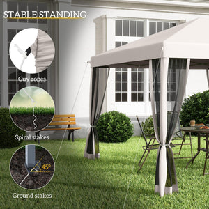 English Elm Height Adjustable 10x10 Pop up Canopy with Mesh Walls Steel Frame Uv Protection Beige T3971P425617
