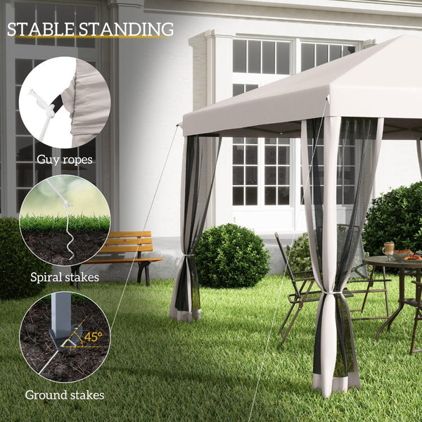 English Elm Height Adjustable 10x10 Pop up Canopy with Mesh Walls Steel Frame Uv Protection Beige T3971P425617