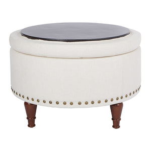 OSP Home Furnishings Alloway Storage Ottoman Linen