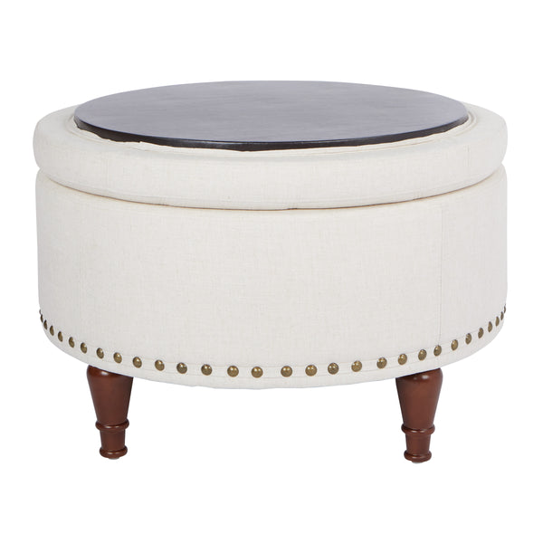 OSP Home Furnishings Alloway Storage Ottoman Linen