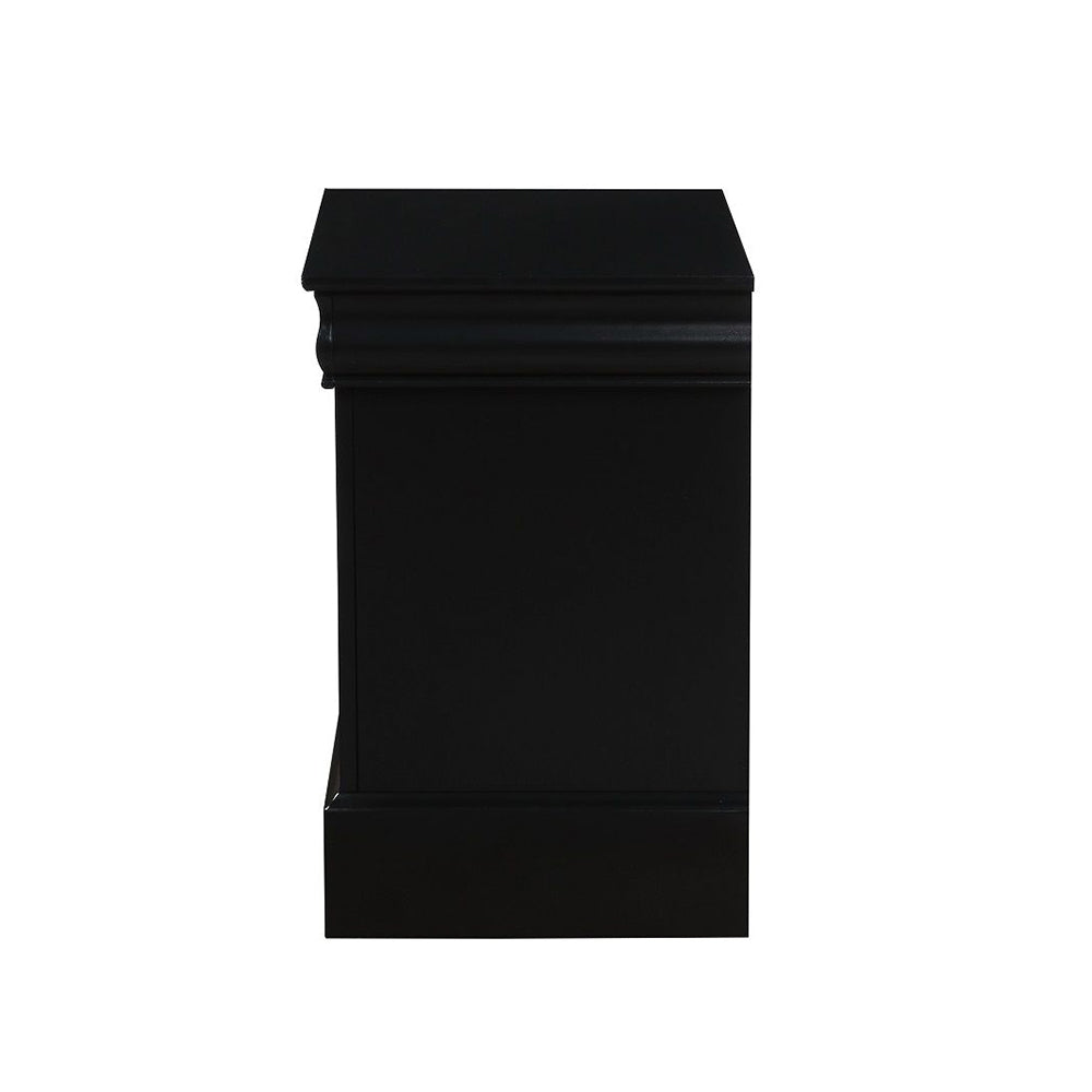 English Elm 2 Drawers Wooden Nightstand - Sleek Black Finish, Ample Storage & Elegant Design For Any Bedroom B016P252925