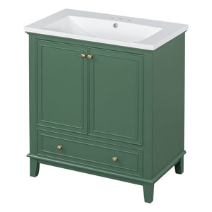 English Elm 30" Stylish Dark Green Bathroom Vanity With Sink Combo, Durable Mdf, Modern Design & Storage Solution SY999606AAF-6