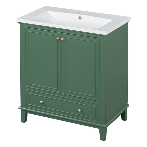 English Elm 30" Stylish Dark Green Bathroom Vanity With Sink Combo, Durable Mdf, Modern Design & Storage Solution SY999606AAF-6