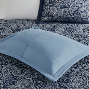JLA Home Madison Park - 5 Reversible Jacquard Bedspread Set with Paisley Motif, Taupe-Platinum Sheen, Quilted Elegance Navy MP13-7965