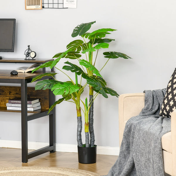 English Elm HOMCOM Realistic 4FT Monstera Tree in Nursery Pot, 924 Lifelike Leaves, Durable Outdoor/Indoor Decor W2225P217283
