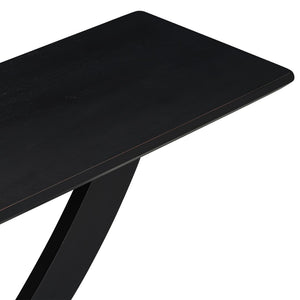 English Elm Mirod 57 Inch Acacia Veneer Console Table with Cross Leg Base for Entryway Black N760P214643B