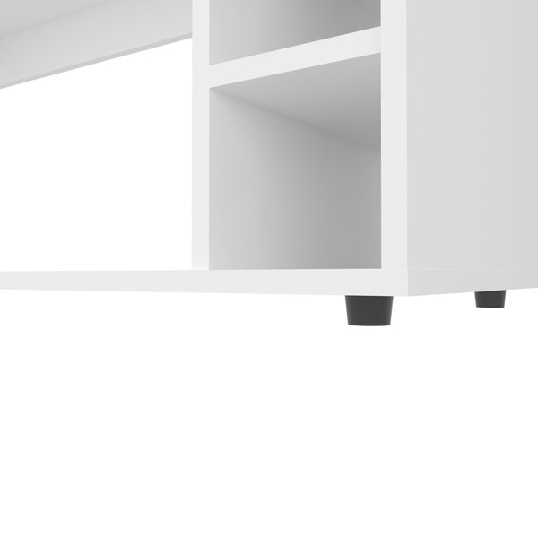 English Elm FM Parker TV Stand with Door and Open Shelves for Large TVs, Minimalist Storage and Modern Style White 69 L x 19 W x 4 H B128P269887