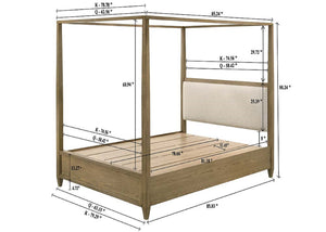 English Elm 1pc Rustic Charm Queen Bed with Soft Greige Finish, Natural Wood Grain Footboard Bench Panel Brown 88.81 L x 20.66 W x 7.36 H B2741S00262