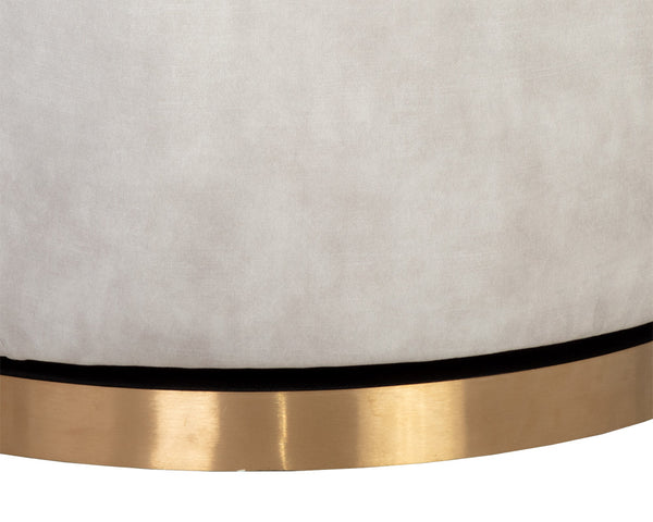 Sunpan Casey Swivel Lounge Chair - Elegant Modern Barrelback Design with Gold Stainless Steel Base Nono Cream