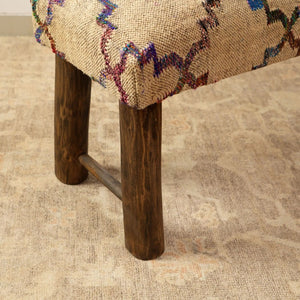 English Elm Decorative Woven Jute Upholstered Bench Solid Wood Frame Bohemian Entryway Accent B346P320748