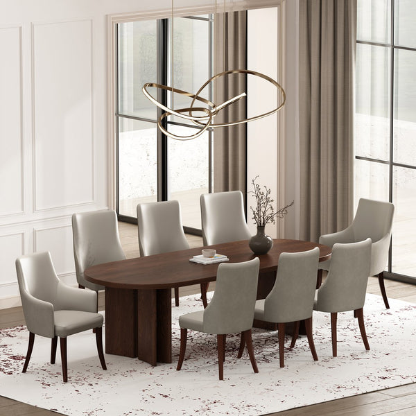 English Elm Connie Stylish Light Gray Vegan Leather & Velvet Armchair - Fully Assembled Comfort & Support B365P397821