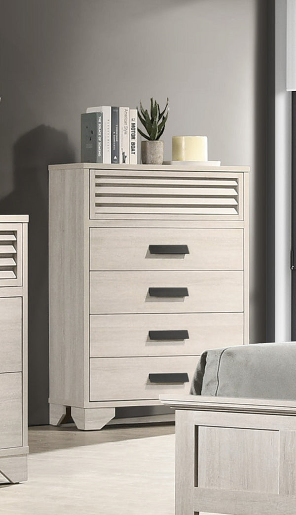 English Elm 1pc Modern 9-Drawer Dresser with Round Knobs, Gunmetal Wood-Pattern Finish, Stylish Bedroom Storage Beige 36.02 L x 17.91 W x 48.62 H B2741P346328