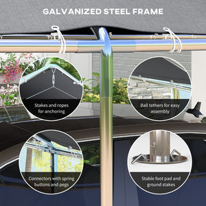 English Elm Outsunny 10x20 Foot Galvanized Steel Carport Outdoor Vehicle Canopy with Anchor Kit W2225P217044