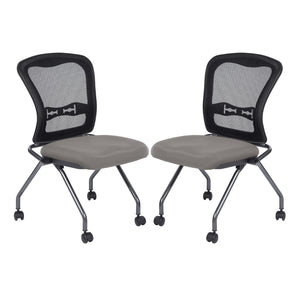 OSP Home Furnishings Soft-flex Pro-line Ii Ergonomic Folding Chair with Mesh Back and Lumbar Support Stratus 84220-R103