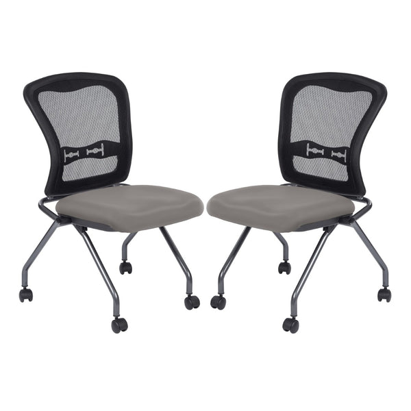OSP Home Furnishings Soft-flex Pro-line Ii Ergonomic Folding Chair with Mesh Back and Lumbar Support Stratus 84220-R103