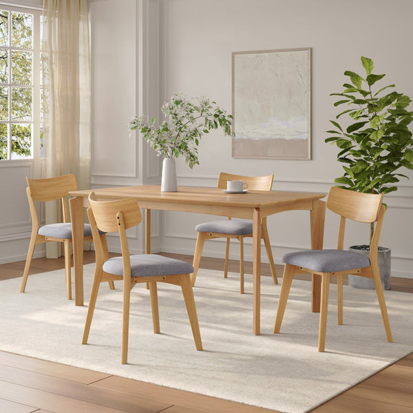 English Elm Mid-century Modern Upholstered Dining Chairs Set of 4 with Rubberwood Splayed Legs Dark Grey,Natural N768P189387O_4