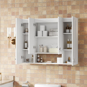 English Elm Modern Wall Mounted Medicine Cabinet with Open Shelving and Soft Close Hinges for Bath N710P358592K