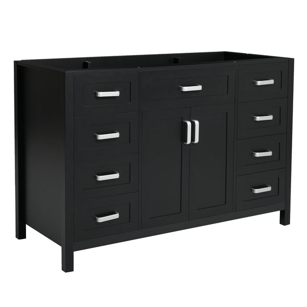 English Elm Christopher Knight Home® - 47" Bathroom Vanity Cabinet Base with 2 Soft-Close Doors & 8 Drawers, Pine Legs, Modern Classic Appeal Black N759P337621B