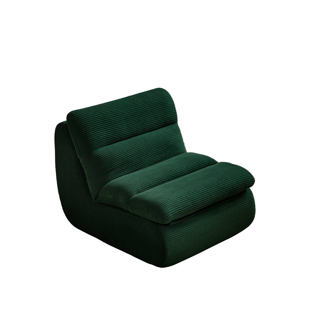 English Elm Modern Compressed Lounge Chair with Ottoman Corduroy Recliner Small Space Sofa High-Density Foam Comfort Green W1036P251819