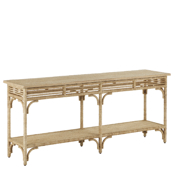 Olisa Rope Console Table - Handcrafted Elegance in Natural Abaca, Perfect for Traditional Interiors
