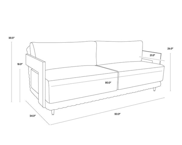 Sunpan POTENZA Sofa - Luxurious Palazzo Cream with Teak Frame, Deep Seating for Indoor & Outdoor Relaxation 109510