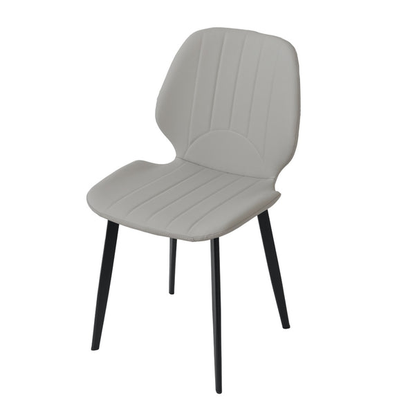 English Elm Modern Faux Leather Dining Chairs with Matte Black Legs Set of Two Gray Seating W1535P449724