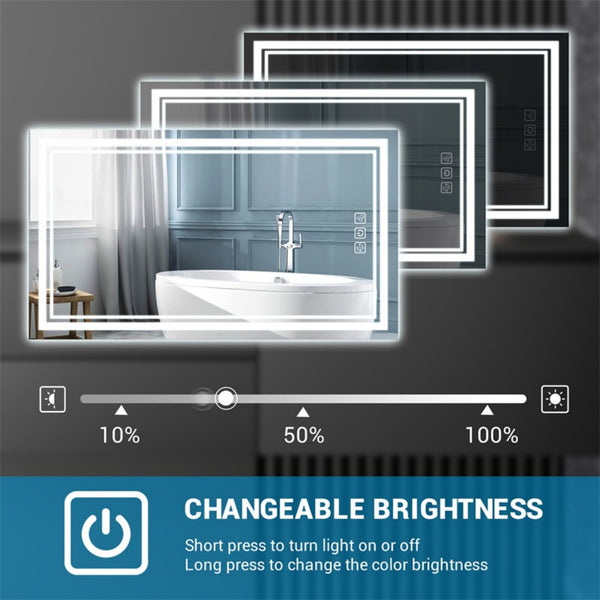 English Elm LED 36"x28" Bathroom Mirror with Front & Backlight, CRI90+ Dimmable 3-Color, 5-Min Defog, Memory T3177P284018