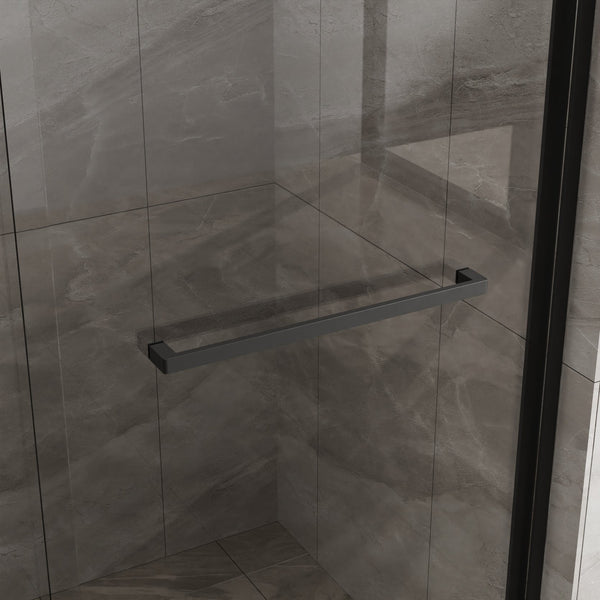 English Elm Goodyo Double Sliding Glass Shower Door - 60" W X 72" H, Matte Black Aluminum Frame & Tempered Glass D163107683