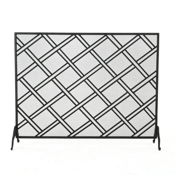 English Elm Christopher Knight Home® - FIRE Iron Fireplace Screen with Durable Mesh Guard and Stable Frame for Safety and Classic Hearth Appeal Black 61129.00BLK