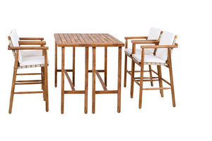 English Elm 6 Piece Acacia Wood Outdoor Bar Set with Cushioned Stools for Patio Poolside Dining N704G201254A
