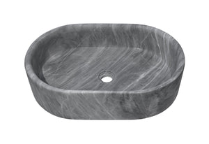 English Elm Carrara Gray Marble Vessel Sink – Semi-Polished Natural Stone, Elegant Design For Luxe Bathrooms W1696P333274