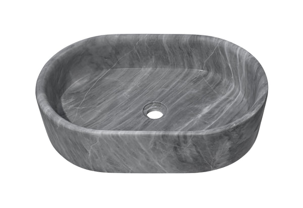 English Elm Carrara Gray Marble Vessel Sink – Semi-Polished Natural Stone, Elegant Design For Luxe Bathrooms W1696P333274