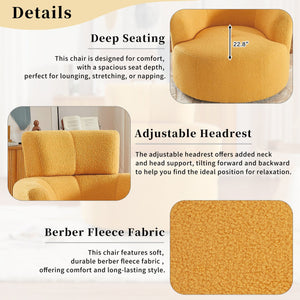 English Elm 360° Swivel Chair - Cozy Upholstered Accent Barrel Chair With Adjustable Headrest For Home & Office N719P272676L