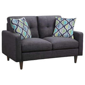 English Elm Gavito Grey Tufted Loveseat with Track Arms — Vintage-Inspired Comfort, Plush Cushions & Sleek Style B062P328607