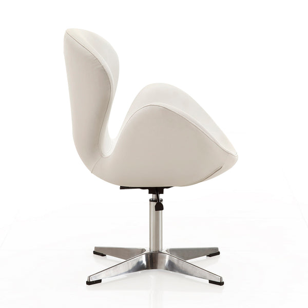 English Elm Raspberry Upholstered Swivel Lounge Chair with Adjustable Height, Polished Chrome Base & Plush Seat White B365P397956