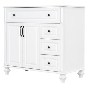 English Elm 36" Elegant Bathroom Vanity With Ceramic Sink, Solid Wood Cabinet, Modern Storage & Black Handles N725P356069K