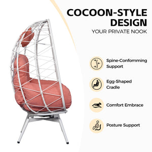 English Elm Oversized Swivel Rattan Egg Chair with Plush Cushion for Patio or Living Room T5880P501001