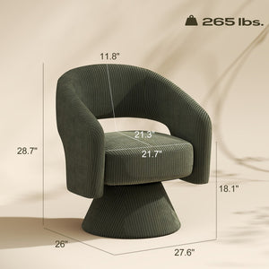 English Elm Swivel Barrel Chair Corduroy Upholstered with 360 Rotation for Living Room Reading W2225P485570