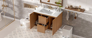 English Elm [video]36 Inch Floating Bathroom Vanity with Ceramic Sink Mdf Cabinet Soft Close N729P417256N