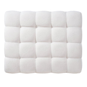 English Elm White Boucle Upholstered Rectangular Ottoman for Living Room Bedroom or Home Office N769P350122W
