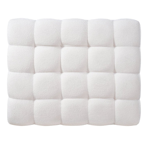 English Elm White Boucle Upholstered Rectangular Ottoman for Living Room Bedroom or Home Office N769P350122W