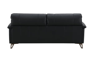 English Elm Eilene Black Top Grain Leather Loveseat — Oversized Plush Feather-Down Cushions, Modern KD Legs B2726P247227