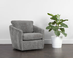 Sunpan IRINA Swivel Lounge Chair - Comfortable Nepal Pebble Accent with 360° Movement for Modern Spaces 109446